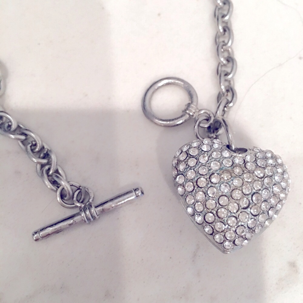 Sparkling Silver Heart Necklace with Crystal Pavé - Picture 8 of 11
